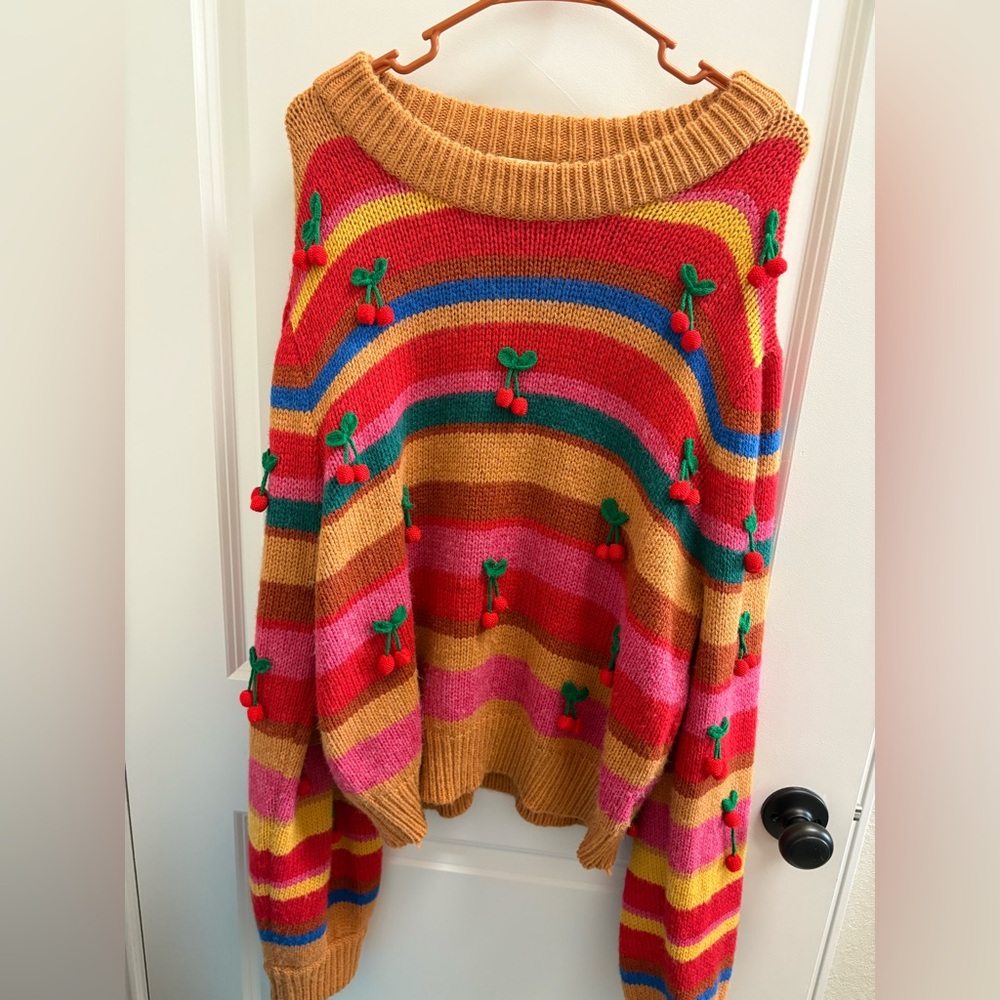 Farm Rio Sweater with Crotchet Cherries